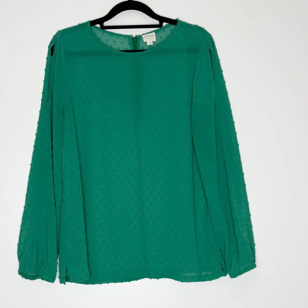 J. Crew Cold-shoulder Clip Dot Top Slit Shoulder Semi Sheer Women's Size Small